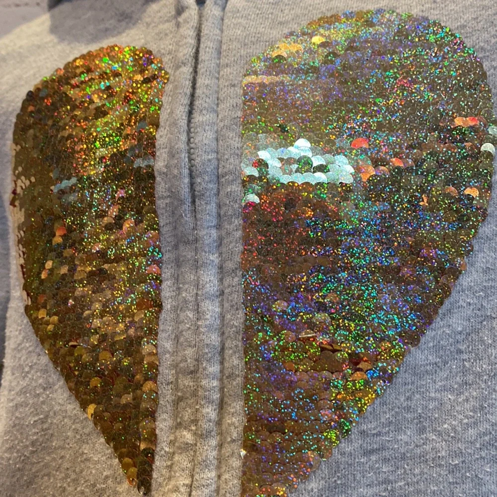 Carter's Reversible Heart Sequined Ash Gray Zip Hoodie